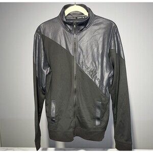 Rock & Republic Mens Full Zip Gray/Black SZ MEDIUM Track Jacket Coat